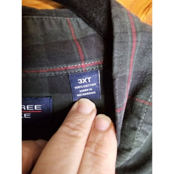 Roundtree & Yorke Shirt Men's 3XT Red,Green Plaid Long Sleeve Button Down - Picture 3 of 12